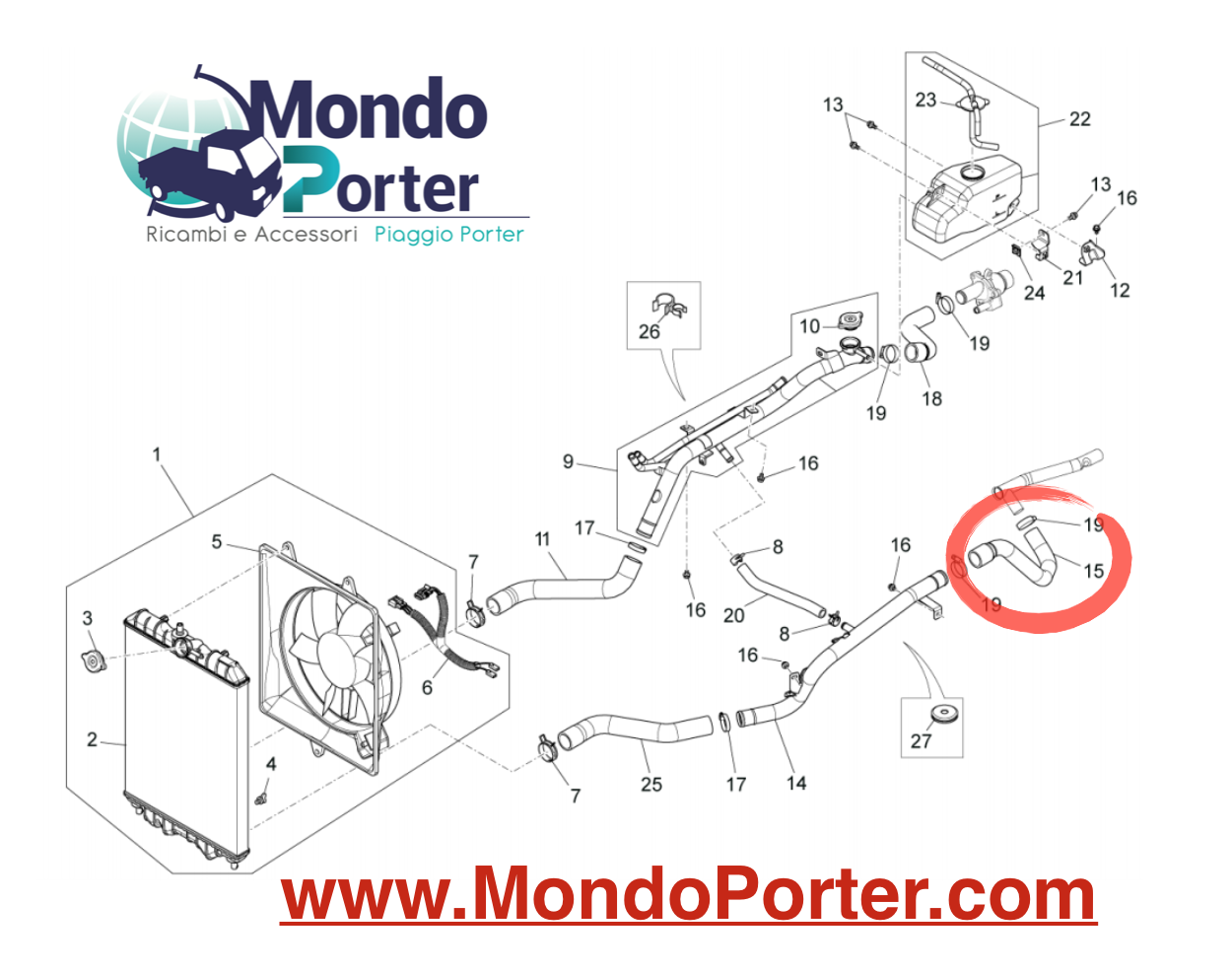 Manicotto Superiore Piaggio Porter Multitech B005265 - Mondo Porter