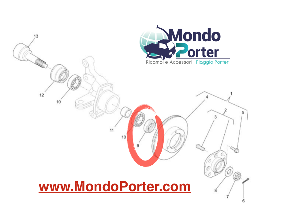 Paraolio Mozzo Anteriore Piaggio Porter 9004311202000 - Mondo Porter