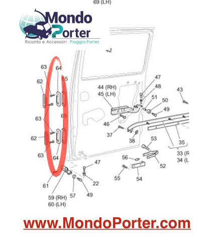 Scontro Plastica Sportello  Scorrevole Piaggio Porter Van - Mondo Porter