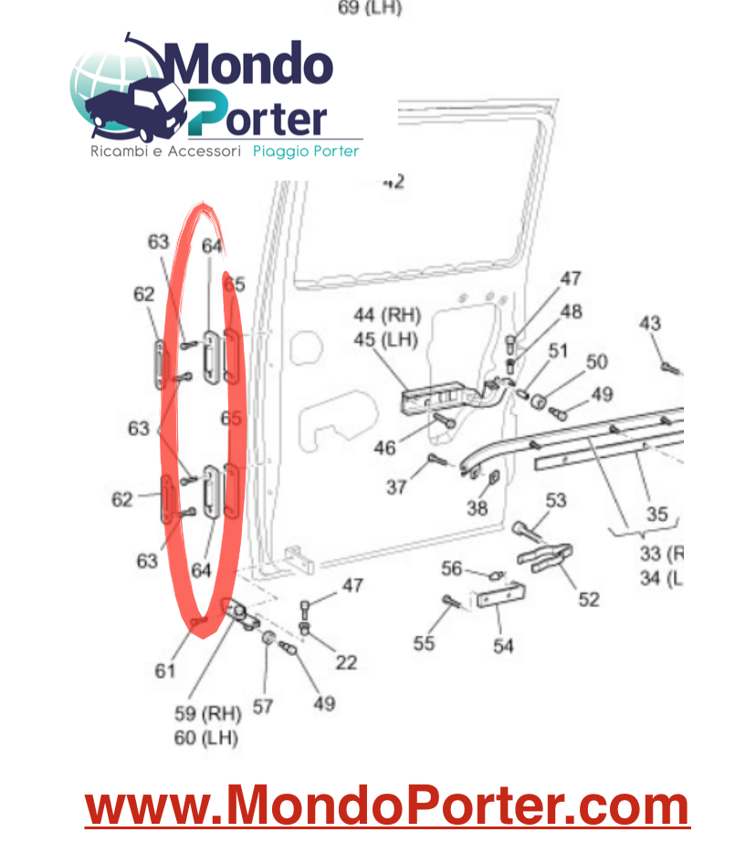 Scontro Plastica Sportello  Scorrevole Piaggio Porter Van - Mondo Porter