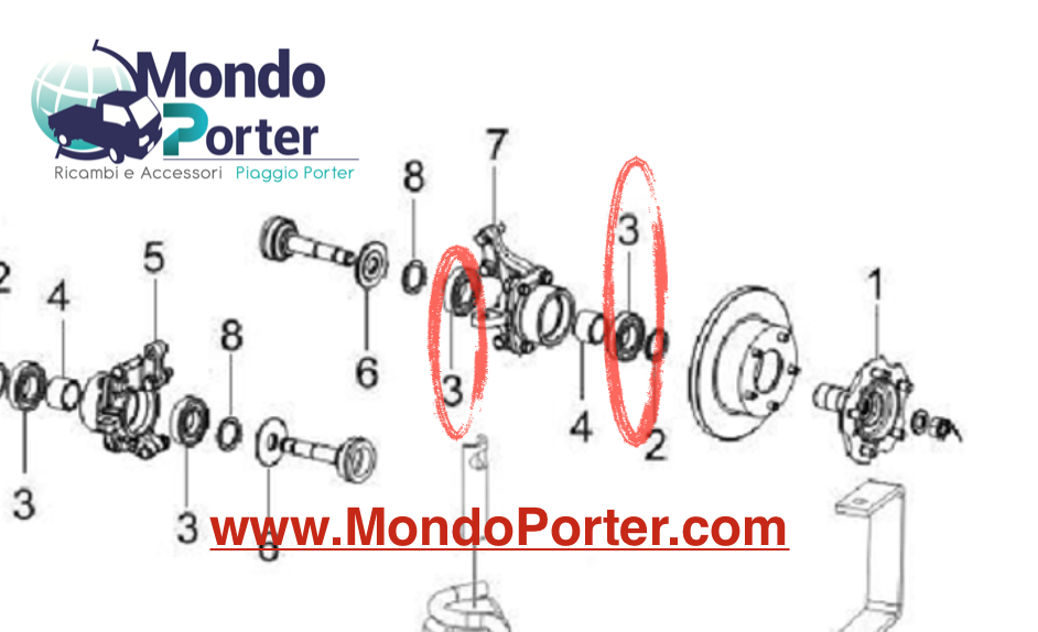 Cuscinetto Mozzo Anteriore  Piaggio Porter Maxxi B000114 - Mondo Porter
