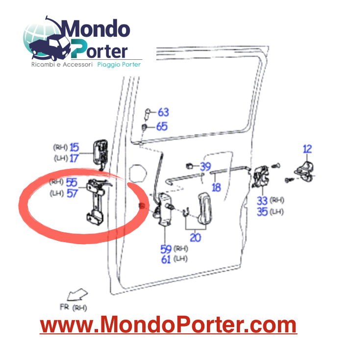 Serratura Porta Scorrevole Dx Piaggio Porter Van - Mondo Porter