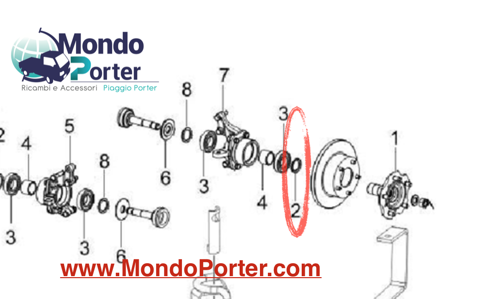 Distanziale Mozzo Anteriore Piaggio Porter Maxxi B000107 - Mondo Porter