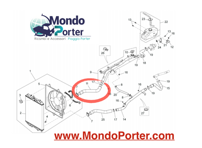Manicotto Radiatore Piaggio Porter Multitech B004741 - Mondo Porter