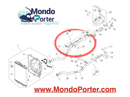 Tubo Acqua Superiore Piaggio Porter Multitech B005537 - Mondo Porter